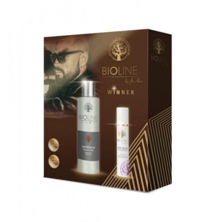 BIOLINE Zestaw prezentowy męski WINNER Żel pod prysznic Sandalwood + Chia Serum